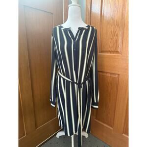 Loft Outlet Navy Striped Dress Size Large NWT